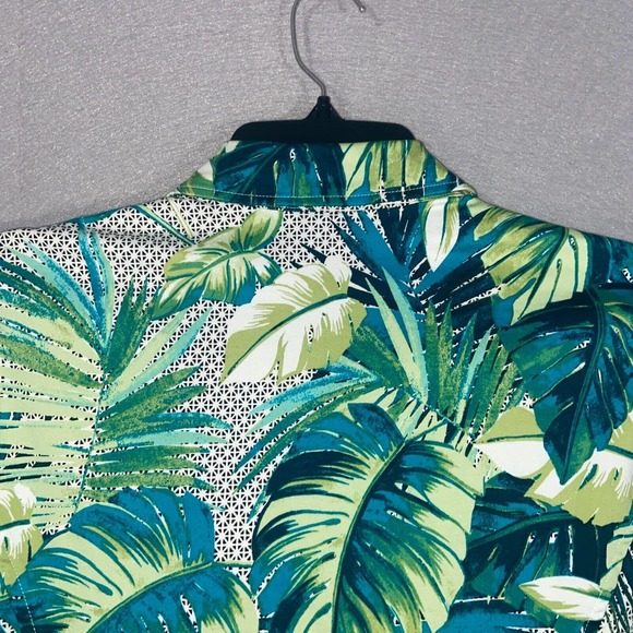 Chicos Jacket Womens 2 Green Blue Floral 3/4 Sleeve Full Zip Up Collared Casual - Picture 14 of 15